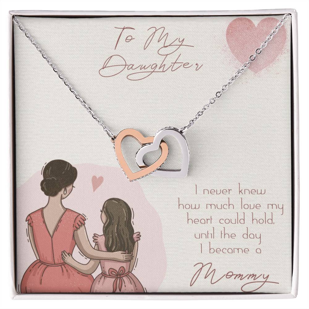To My Daughter - 2 Interlocking Hearts Necklace