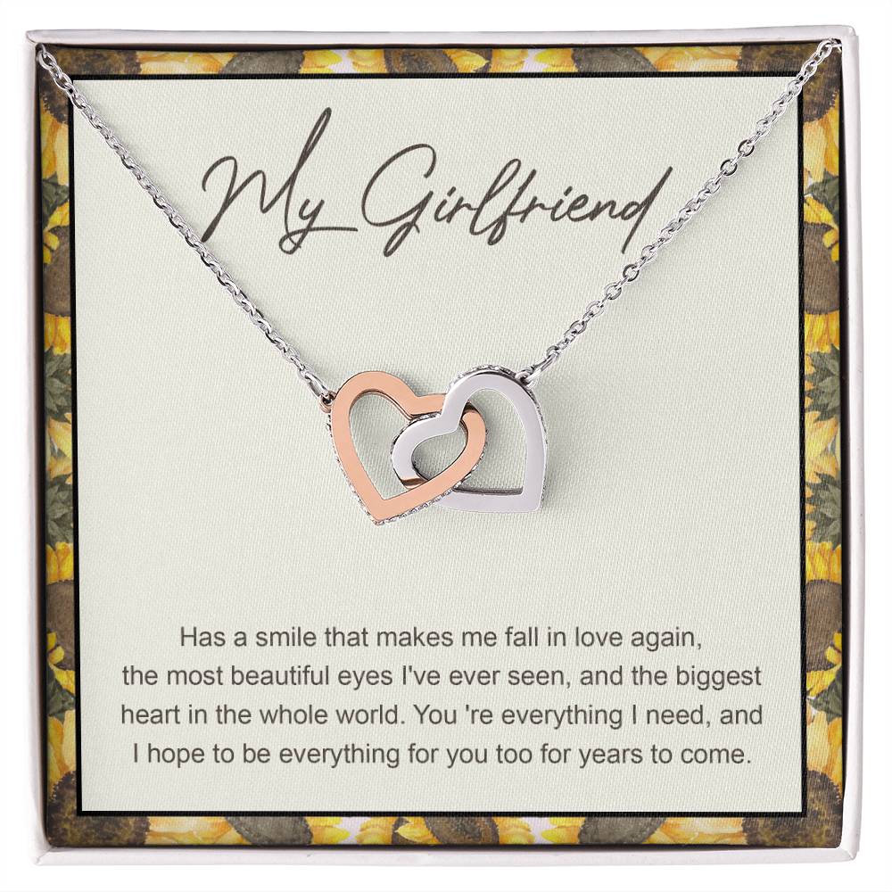 My Girlfriend Interlocking Hearts Necklace Message Card
