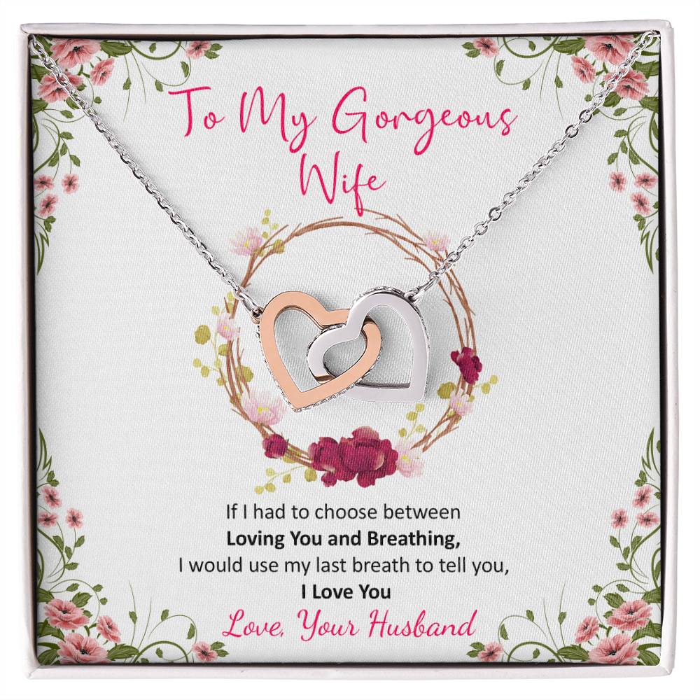 Husband To Wife Last Breath Interlocking Hearts Necklace