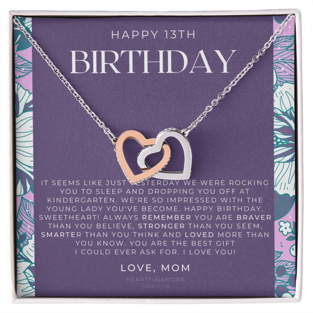 Gift For 13 Year Old Girl Gifts 13Th Birthday Girl 13Th Birthday Gift Thirteenth Birthday Necklace Teen Birthday Gift Official Teenager Interlocking Hearts Necklace