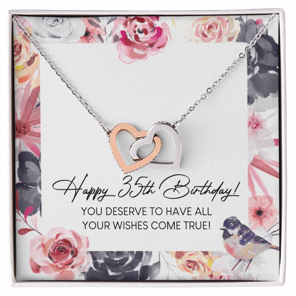 Happy 35Th Birthday Interlocking Hearts Necklace Message Card