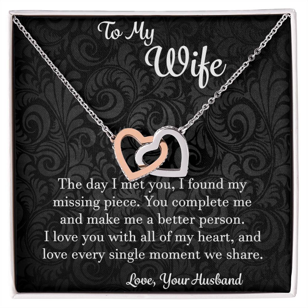 To My Wife The Day I Met You - Love Husband Interlocking Hearts Necklace
