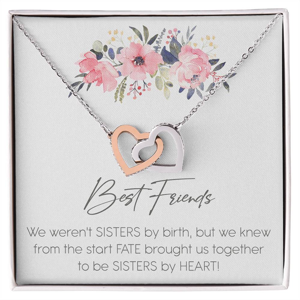 Best Friends Sister Interlocking Hearts Necklace Birthday Message Card Gift