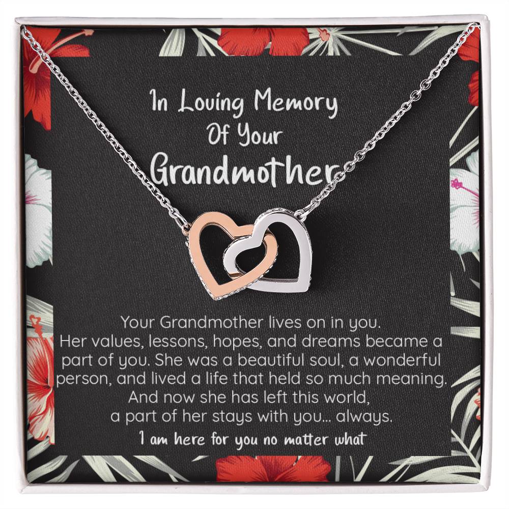 Loss Of Grandmother She Lives On In You Connected Hearts Forever Necklace Interlocking Hearts Necklace