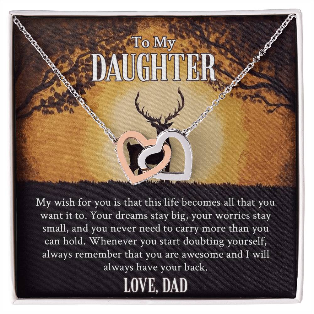 My Daughter - I Will Always Have Your Back Interlocking Hearts Necklace