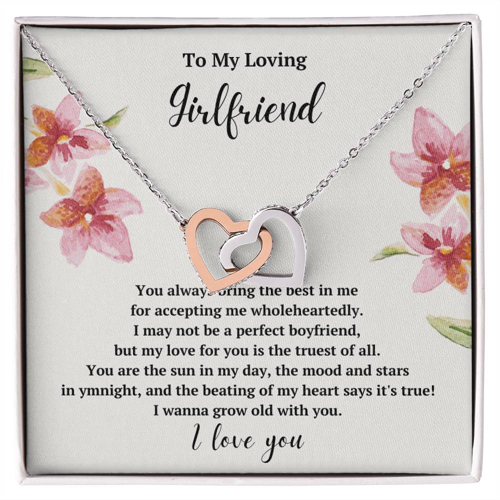 To My Loving Girlfriend Grow Old With You Interlocked Hearts Necklace Interlocking Hearts Necklace