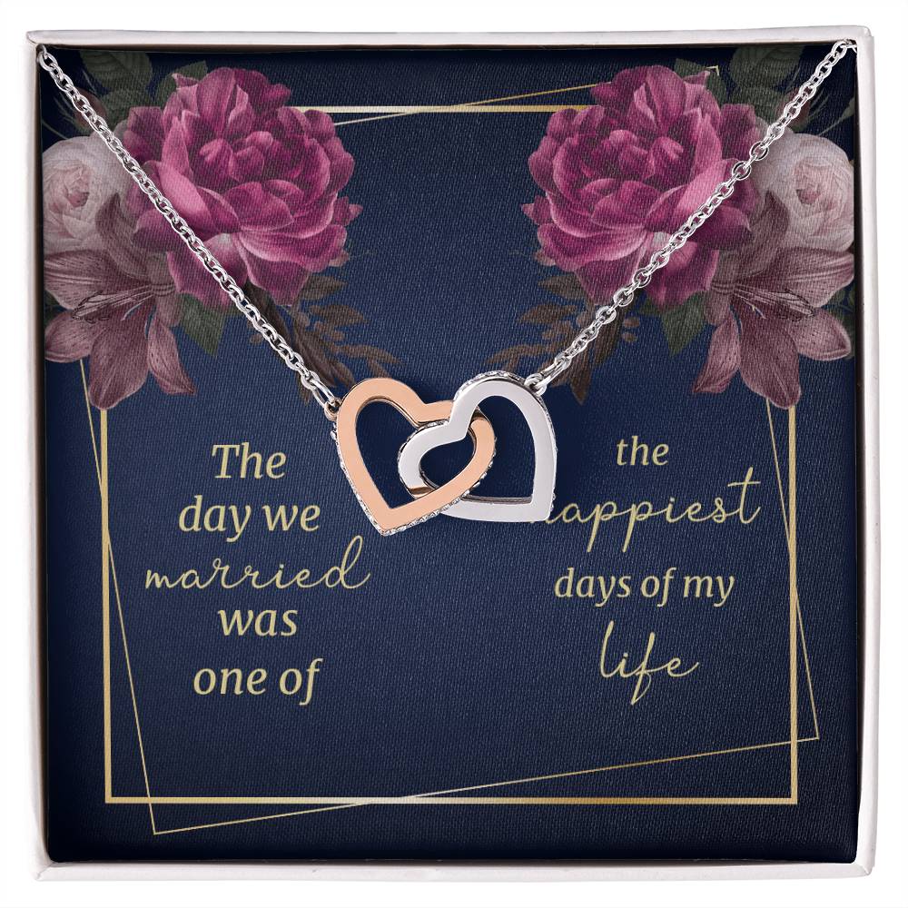 The Day We Married - Interlocking Hearts Necklace - Gift For Wife