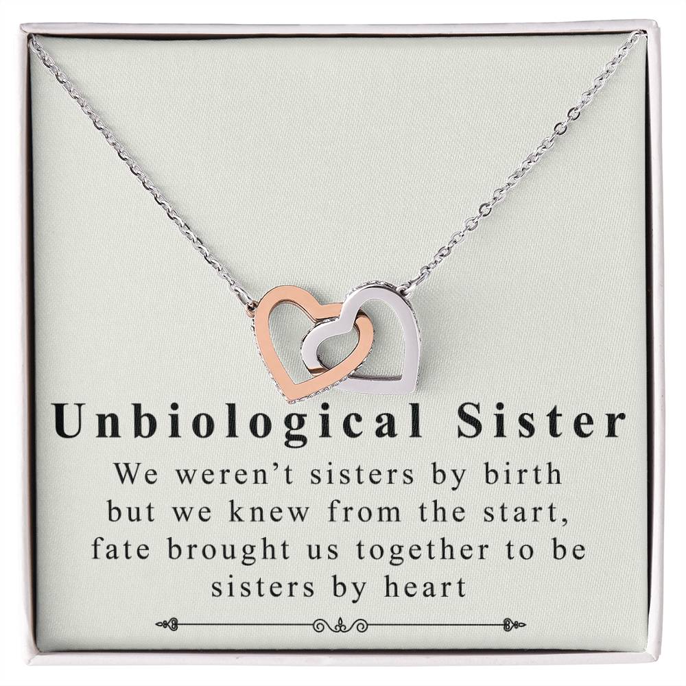 To Unbiological Sister - Interlocking Heart Necklace Interlocking Hearts Necklace