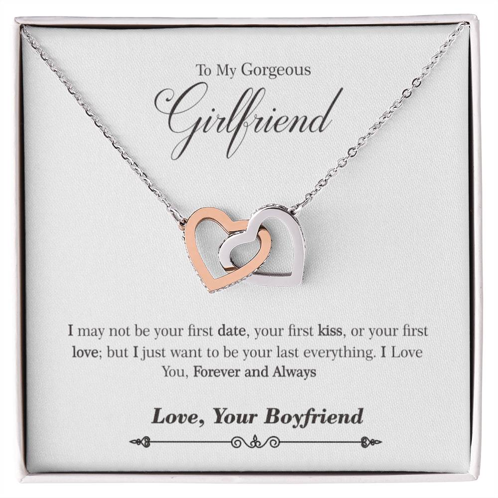 To My Gorgeous Girlfriend Necklace Gift Ideas Interlocking Hearts Necklace