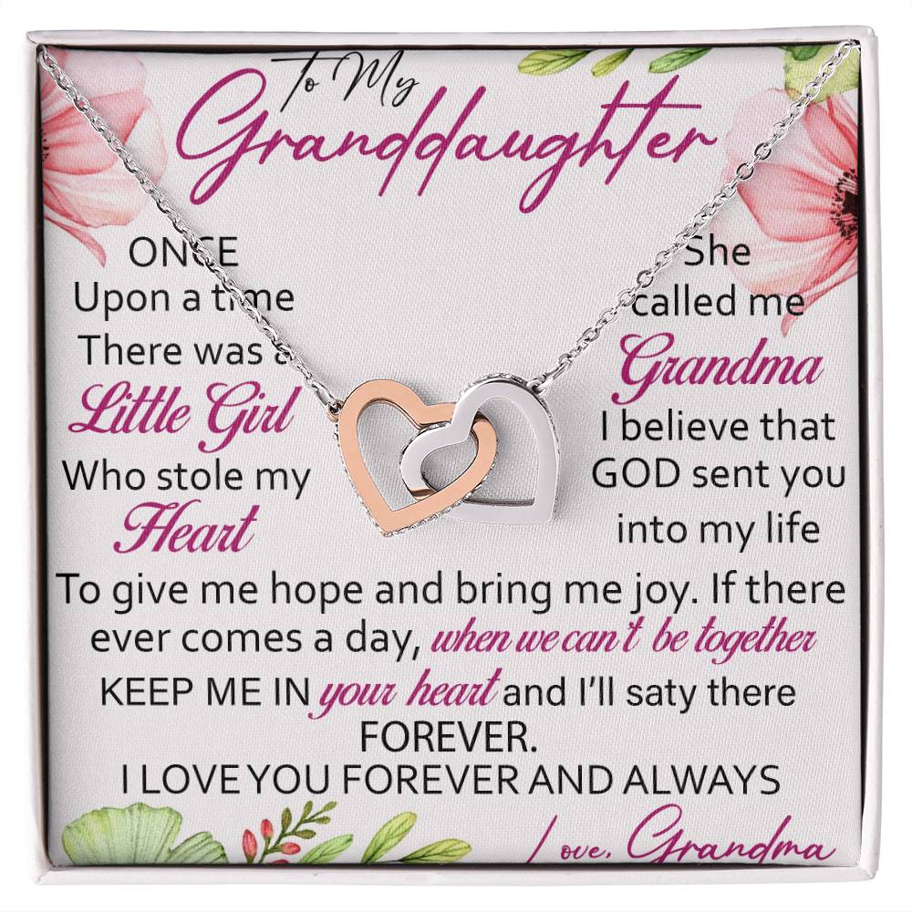 To My Granddaughter Interlocking Hearts Necklace Message Card