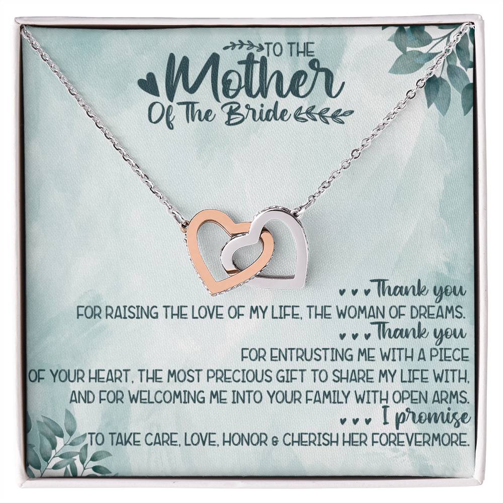 To The Mother Of The Bride Interlocking Hearts Necklace Message Card