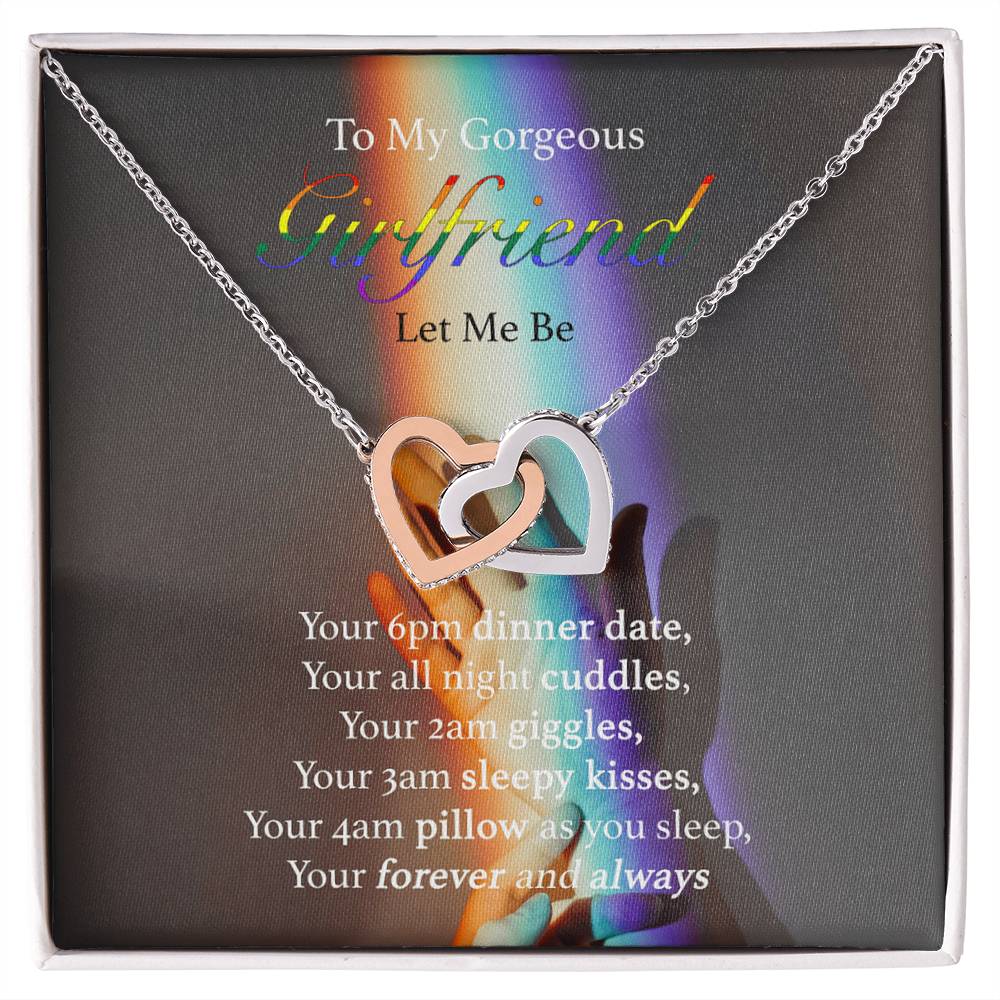 To My Gorgeous Girlfriend - Let Me Bet Interlocking Hearts Necklace