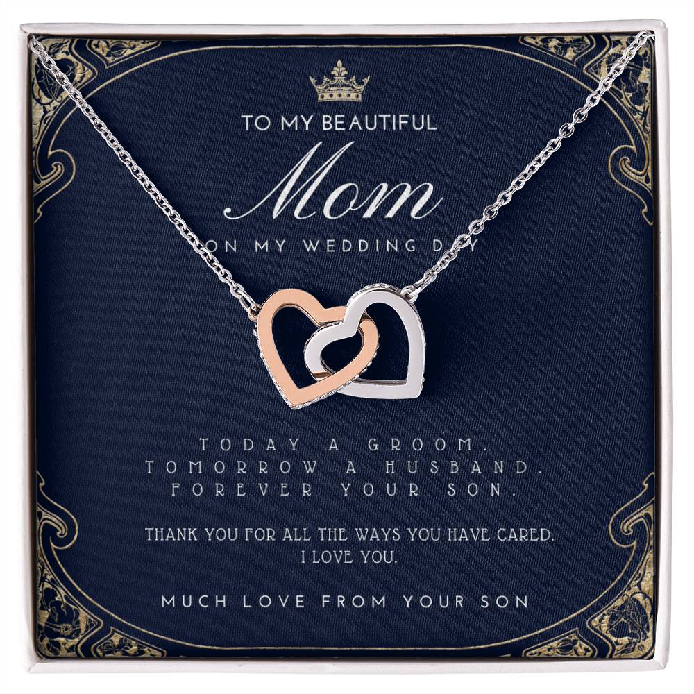 Mother Of The Groom Gift From Son Mom Wedding Gift From Son Wedding Gift From Groom To Mom Necklace Gift For Mom Wedding Gift From Son Interlocking Hearts Necklace