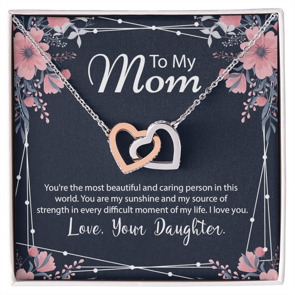 Beautiful Gift For Mom From Daughter Interlocking Hearts Necklace