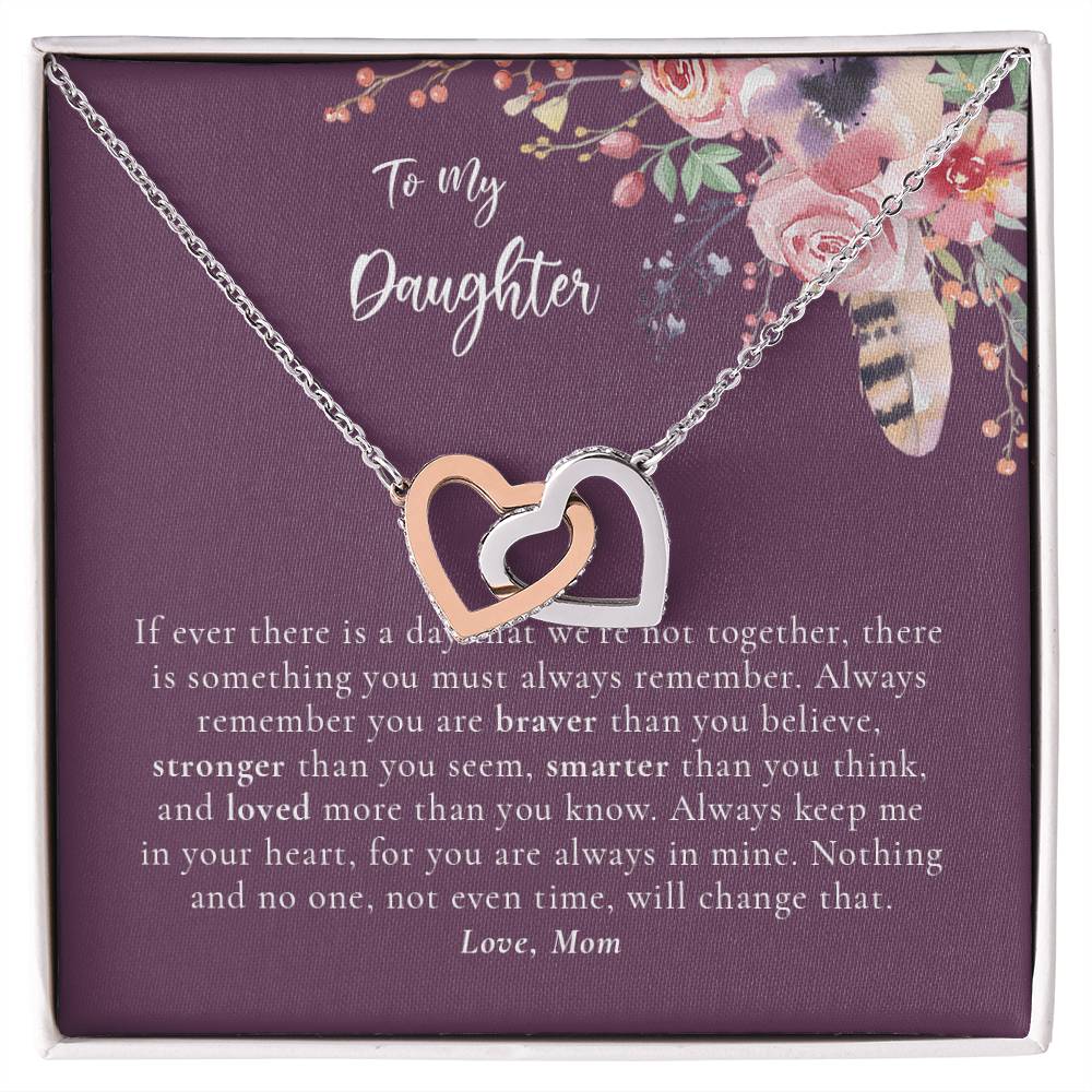 To My Daughter Necklace - Purple Interlocking Hearts Necklace