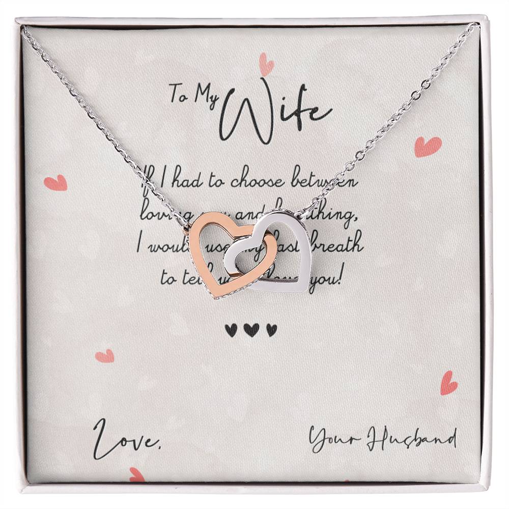 To My Wife Necklace From Husband Interlocking Hearts Necklace