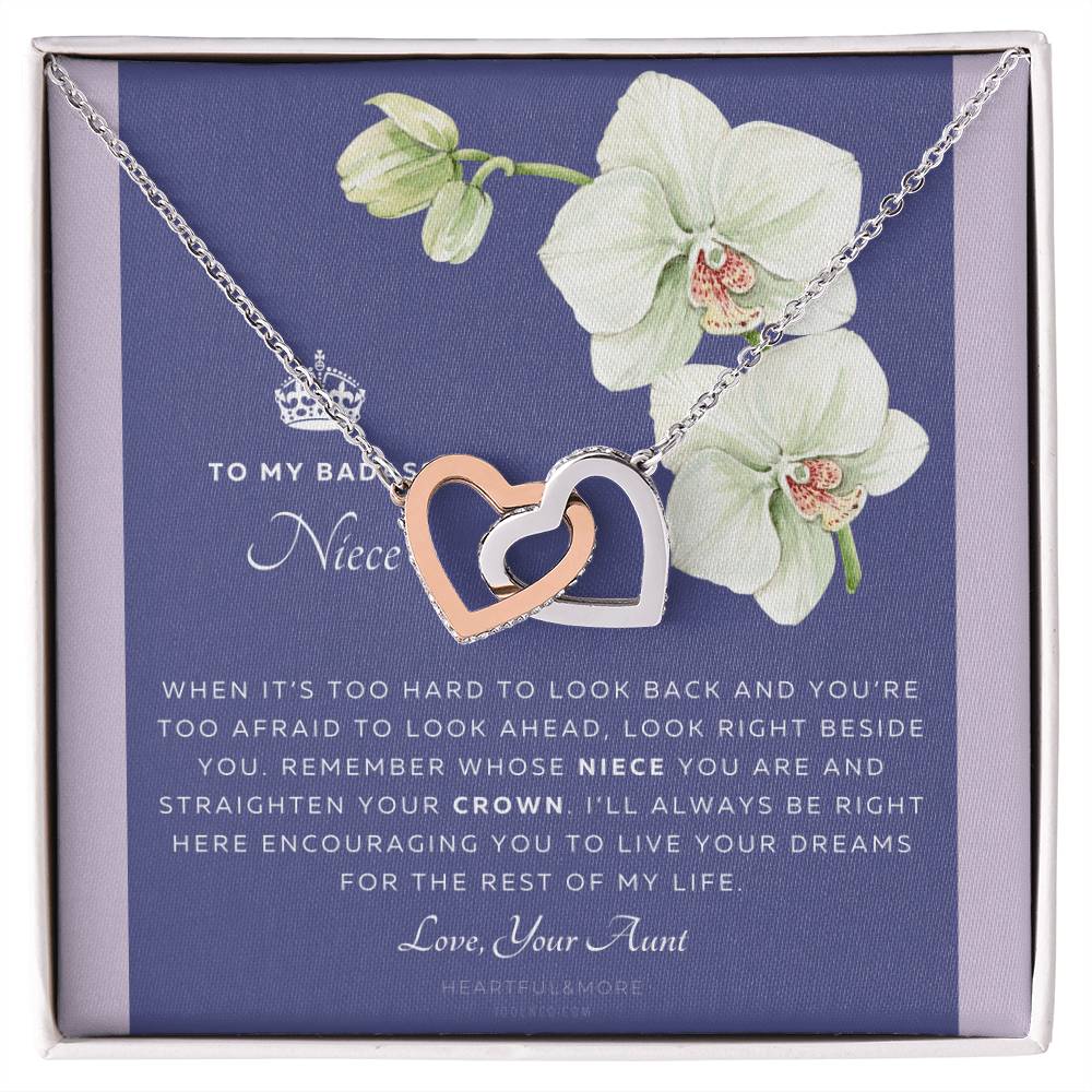 To My Niece Live Your Dreams Necklace Gift For Niece From Aunt Niece Birthday Graduation Christmas Present Interlocking Hearts Necklace