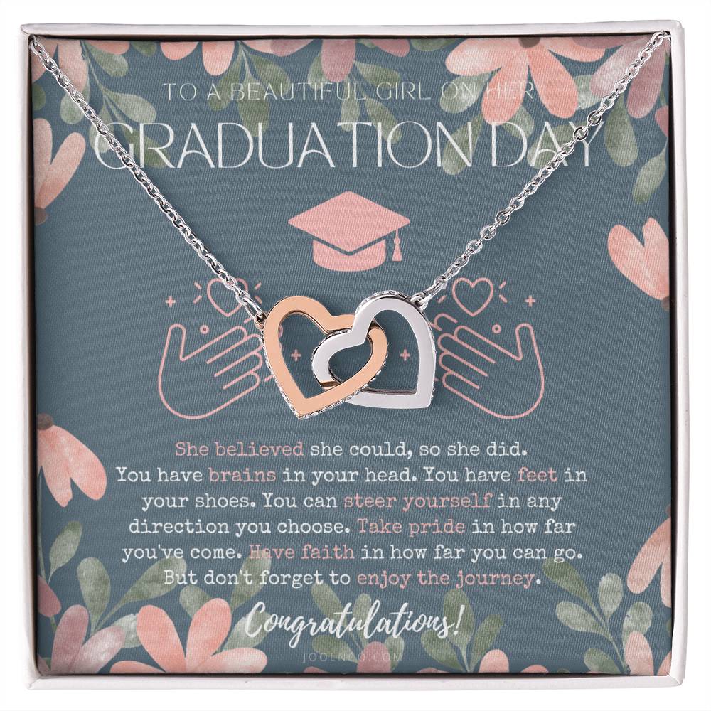 Graduation Gift Necklace For Daughter College Graduation Gift For Her High School Senior Graduation Mba Phd Master Class Of 2021 Interlocking Hearts Necklace