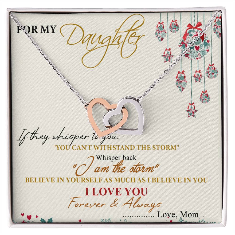 For My Daughter Interlocking Hearts Necklace Message Card