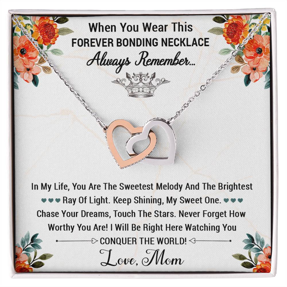 Forever Bonding Heart Necklace Gift Set - To My Daughter You Can Conquer The World Interlocking Hearts Necklace