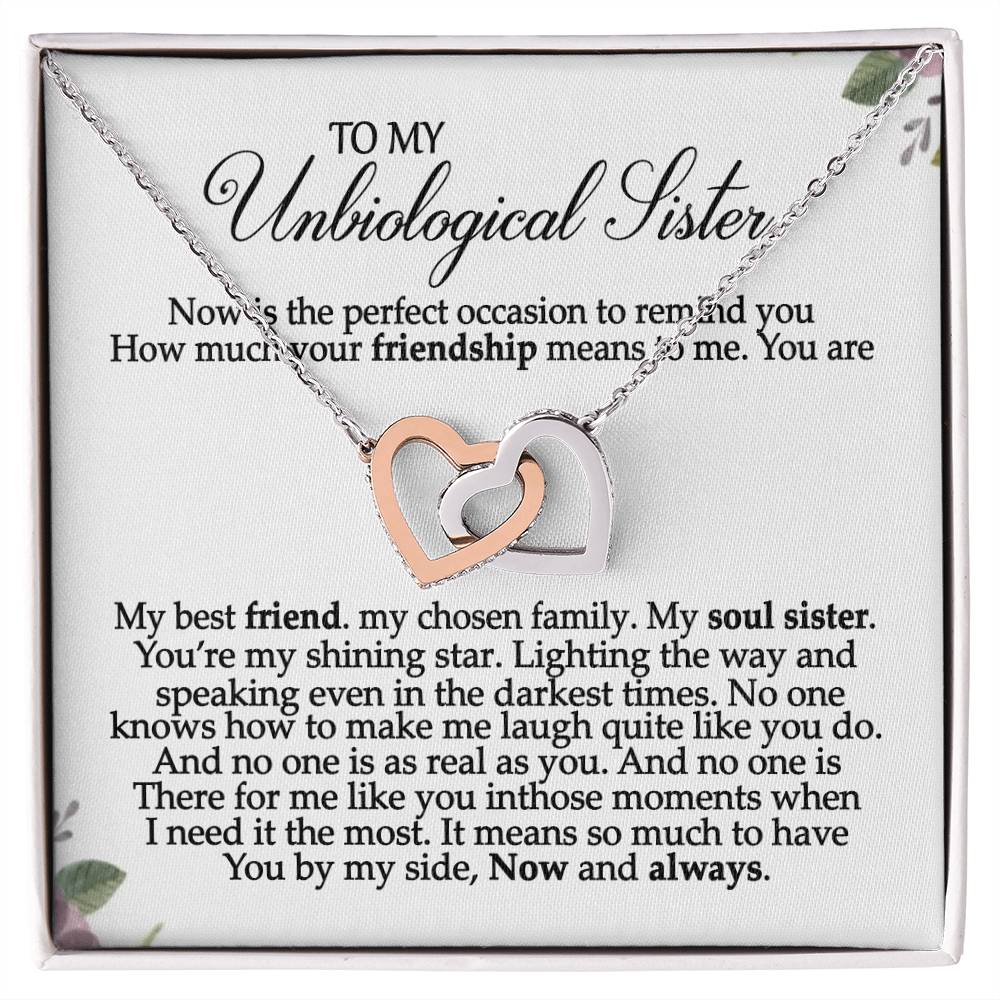 Unbiological Sister Necklace Bff Gift Soul Sister Sorority Sister Best Friend Gift Sister In Law Necklace Gift Interlocking Hearts Necklace
