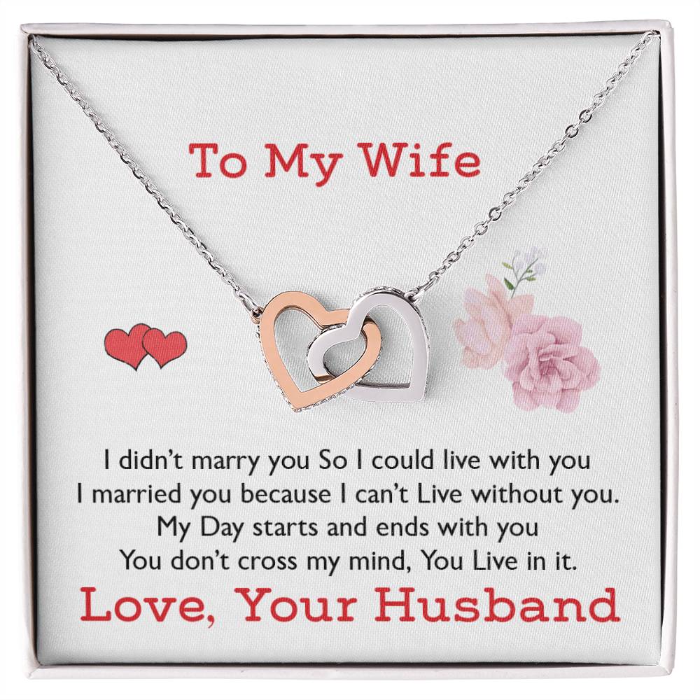 To My Wife - Black Friday Special Interlocking Hearts Necklace