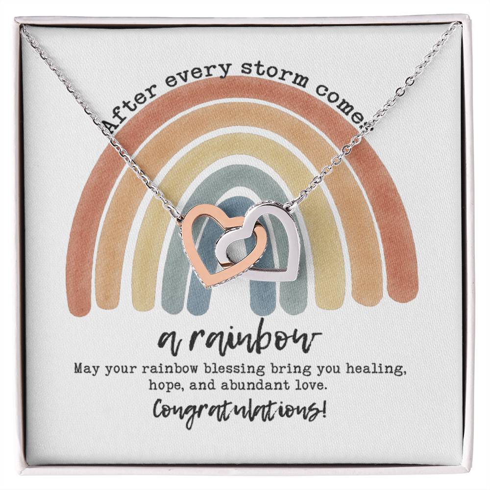 After Every Storm Comes A Rainbow Necklace Interlocking Hearts Necklace