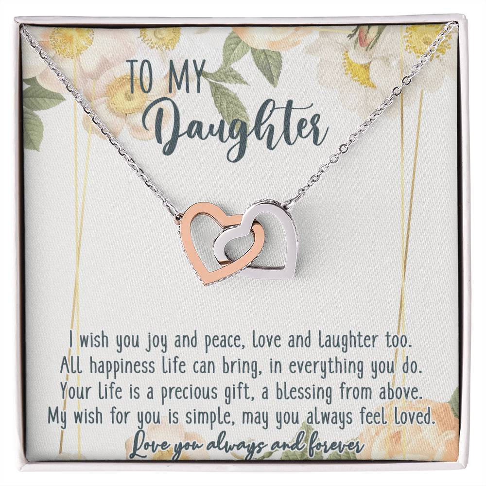 To My Daughter Interlocking Hearts Necklace Message Card