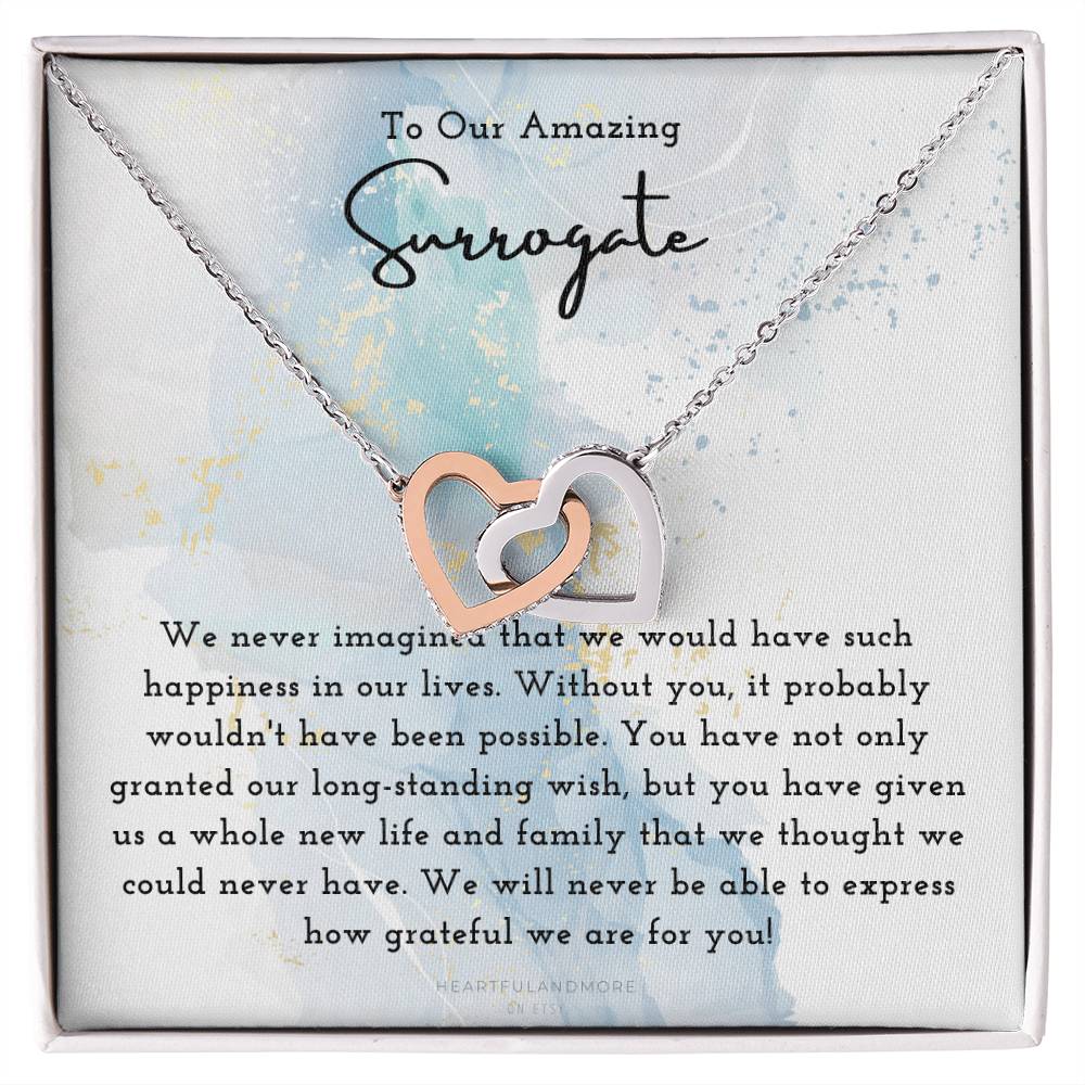 Surrogate Appreciation Gift Surrogate Gift Surrogate Gift With Message Card Surrogate Transfer Day Thank You Gift Interlocking Hearts Necklace