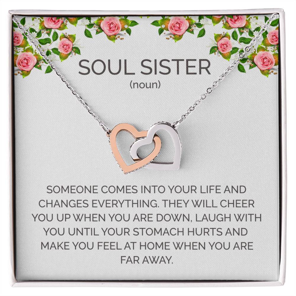 Soul Sister Unbiological Sister Necklace Sorority Sister Sister In Law Necklace Interlocking Hearts Necklace