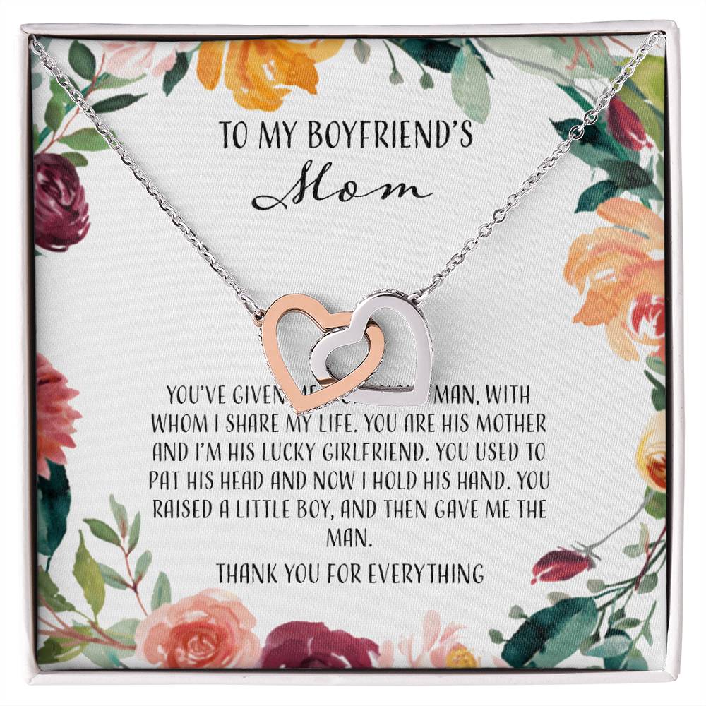 To My Boyfriends Mom - Floral Interlocking Hearts Necklace