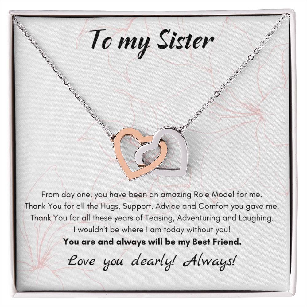 To My Sister Interlocking Hearts Necklace