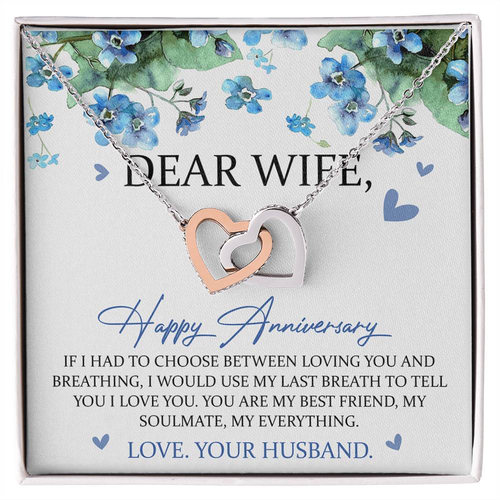 Dear Wife Happy Anniversary Interlocking Hearts Necklace Wedding Anniversary Gift