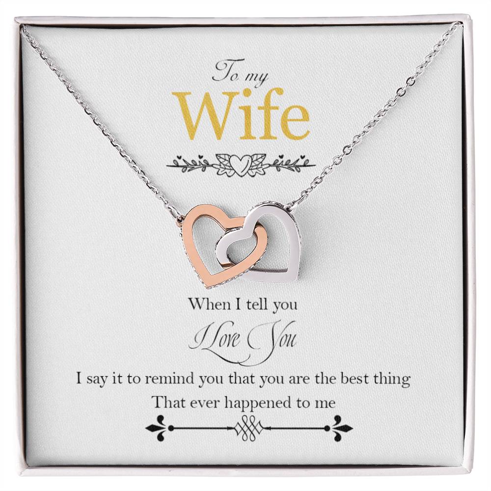 To My Wife - Love Card And Necklace Gbc Interlocking Hearts Necklace
