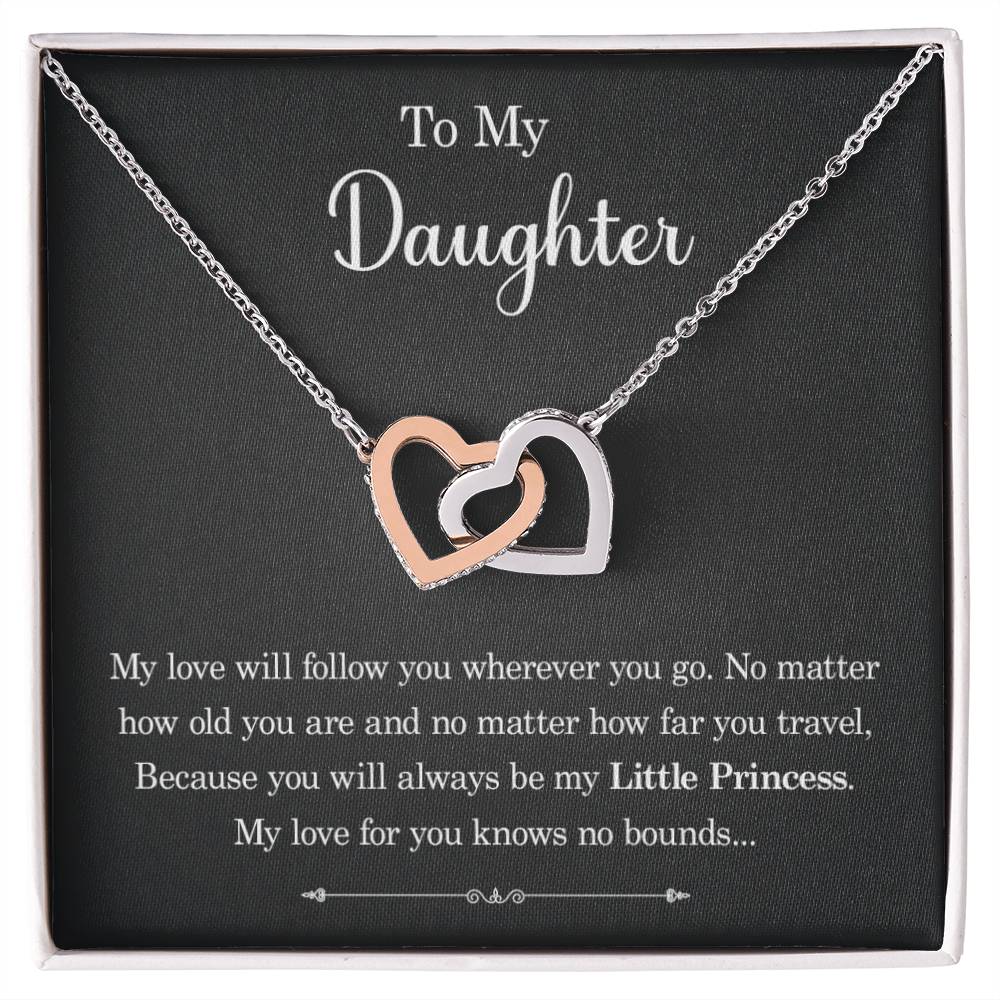 To My Daughter - My Love Will Follow You Wherever You Go - Interlocking Heart Necklace Interlocking Hearts Necklace