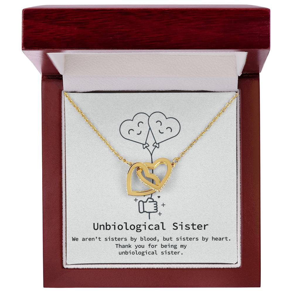 Unbiological Sister Necklace Big Little Sorority Soul Sister Best Friend Gift Bff Gift Sister In Law Necklace Step Sister Gift Interlocking Hearts Necklace