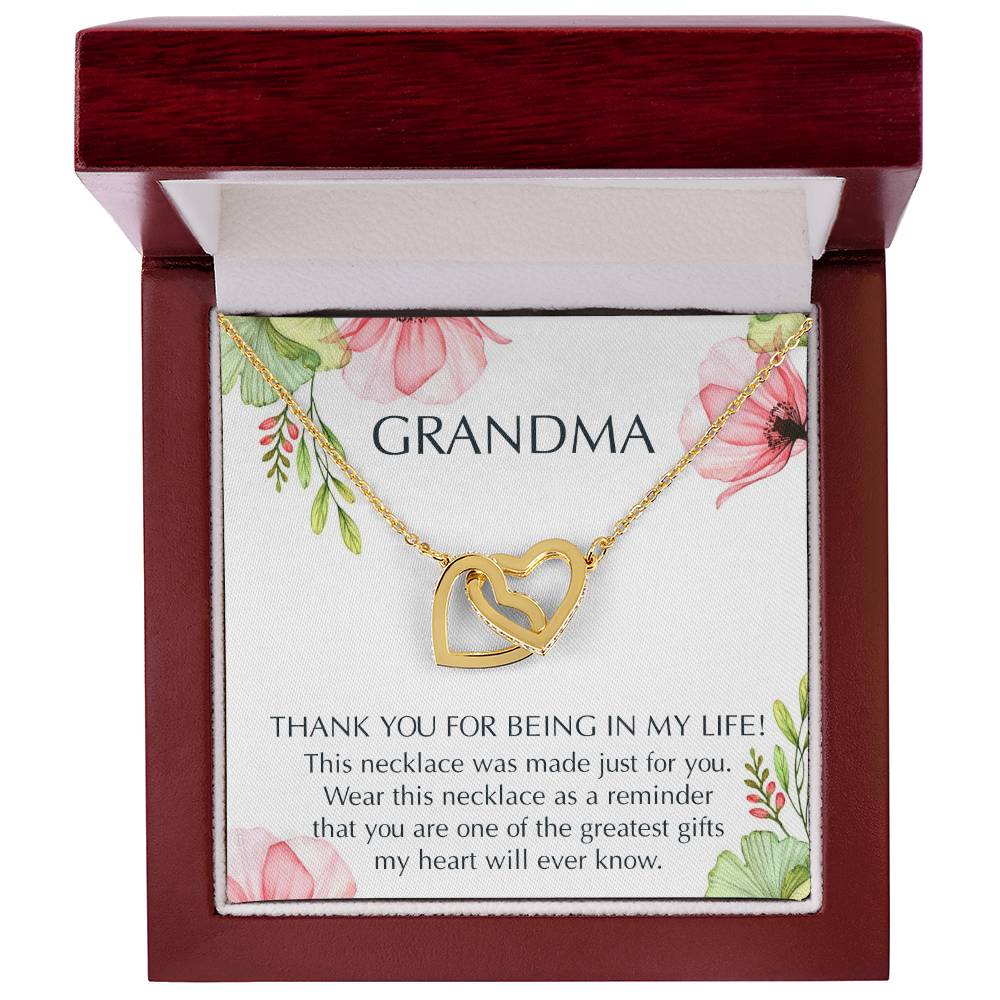 Grandma Interlocking Hearts Necklace Message Card