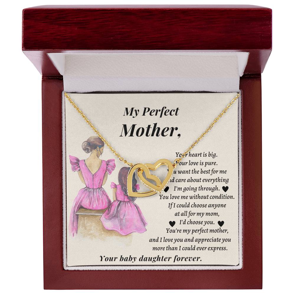 Wedding Gift For Mother - You'Re My Perfect Mother And I Love You And Appreciate You More Than I Could Ever Express Interlocking Hearts Necklace