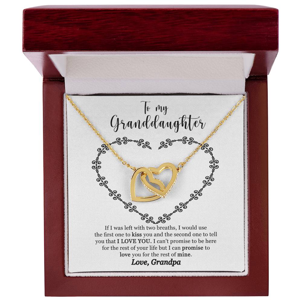 To My Granddaughter - I Promise To Love You For The Rest Of My Life Interlocking Hearts Necklace