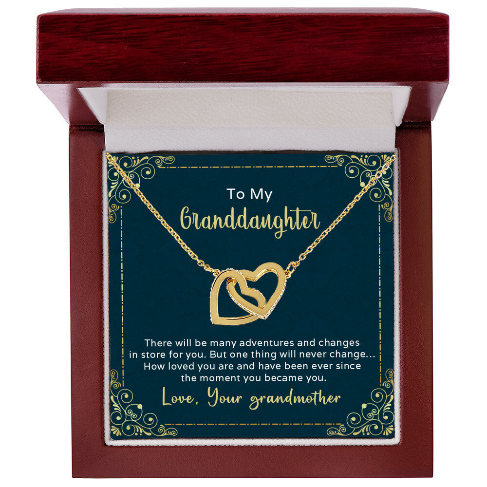 The Many Adventures In Store For You - To My Granddaughter Interlocking Hearts Necklace