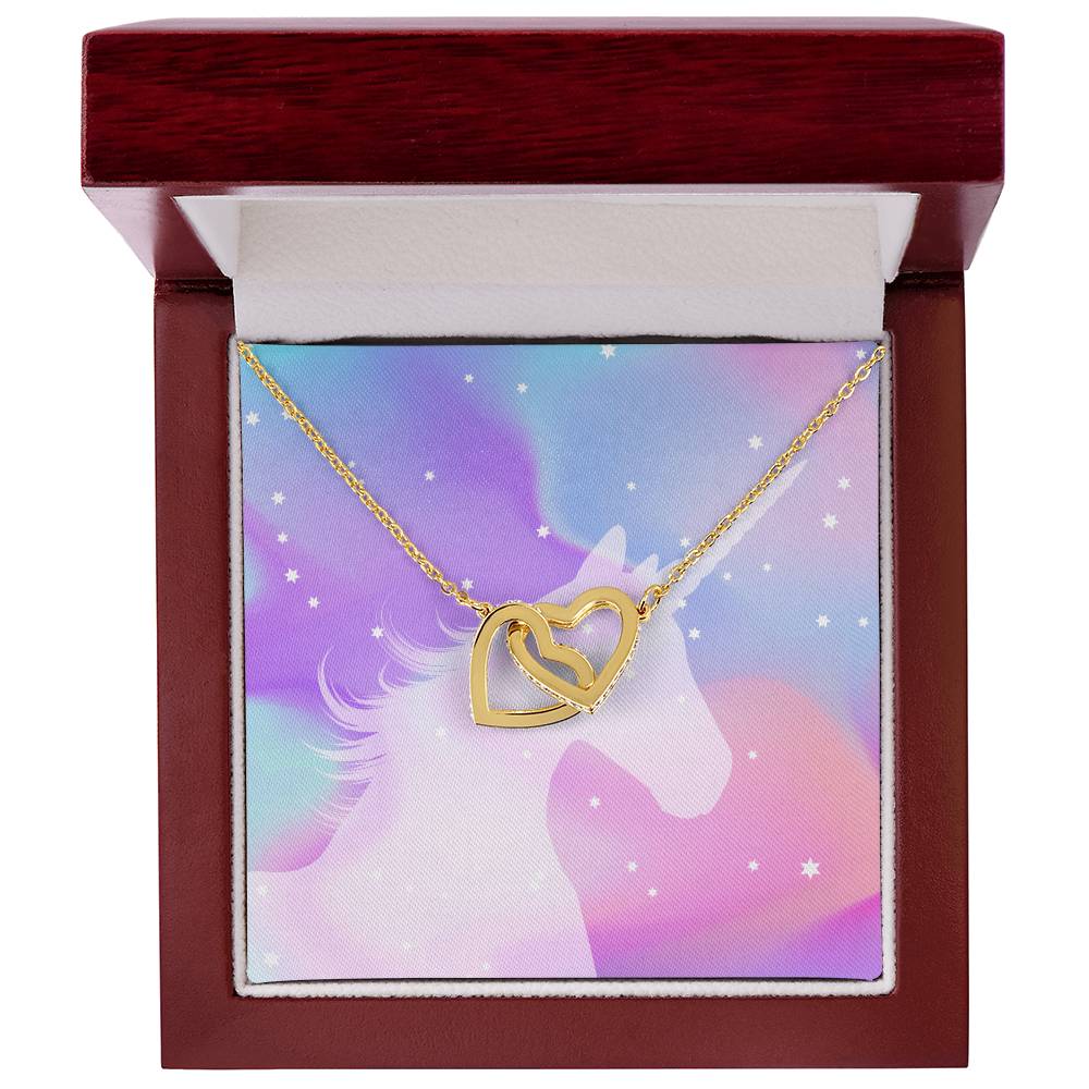 Unicorn Lovers Interlocking Hearts Necklace