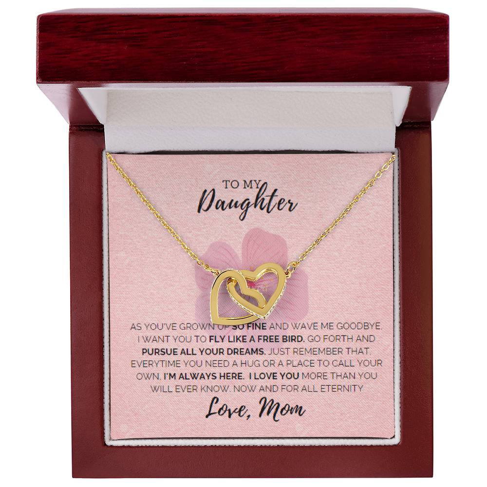 To My Daughter-I Love You Interlocking Hearts Necklace