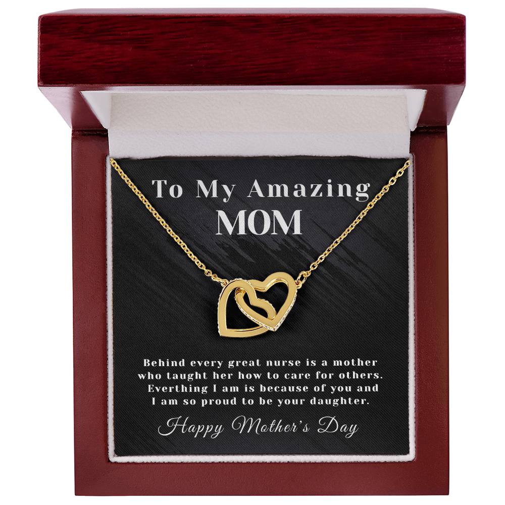 Amazing Mom - Interlocking Hearts - Mother'S Day - Nurse Interlocking Hearts Necklace