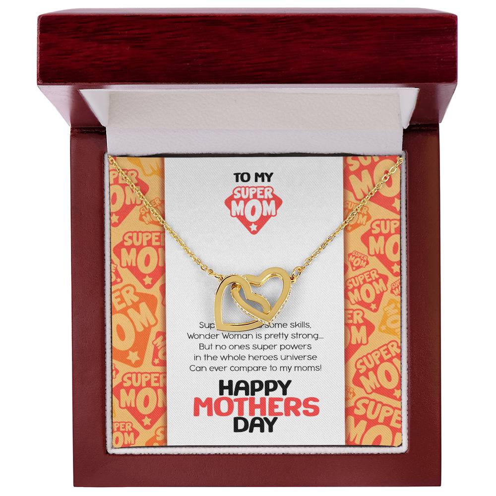 Super Mom Mothers Day Gift Necklace Interlocking Hearts Necklace
