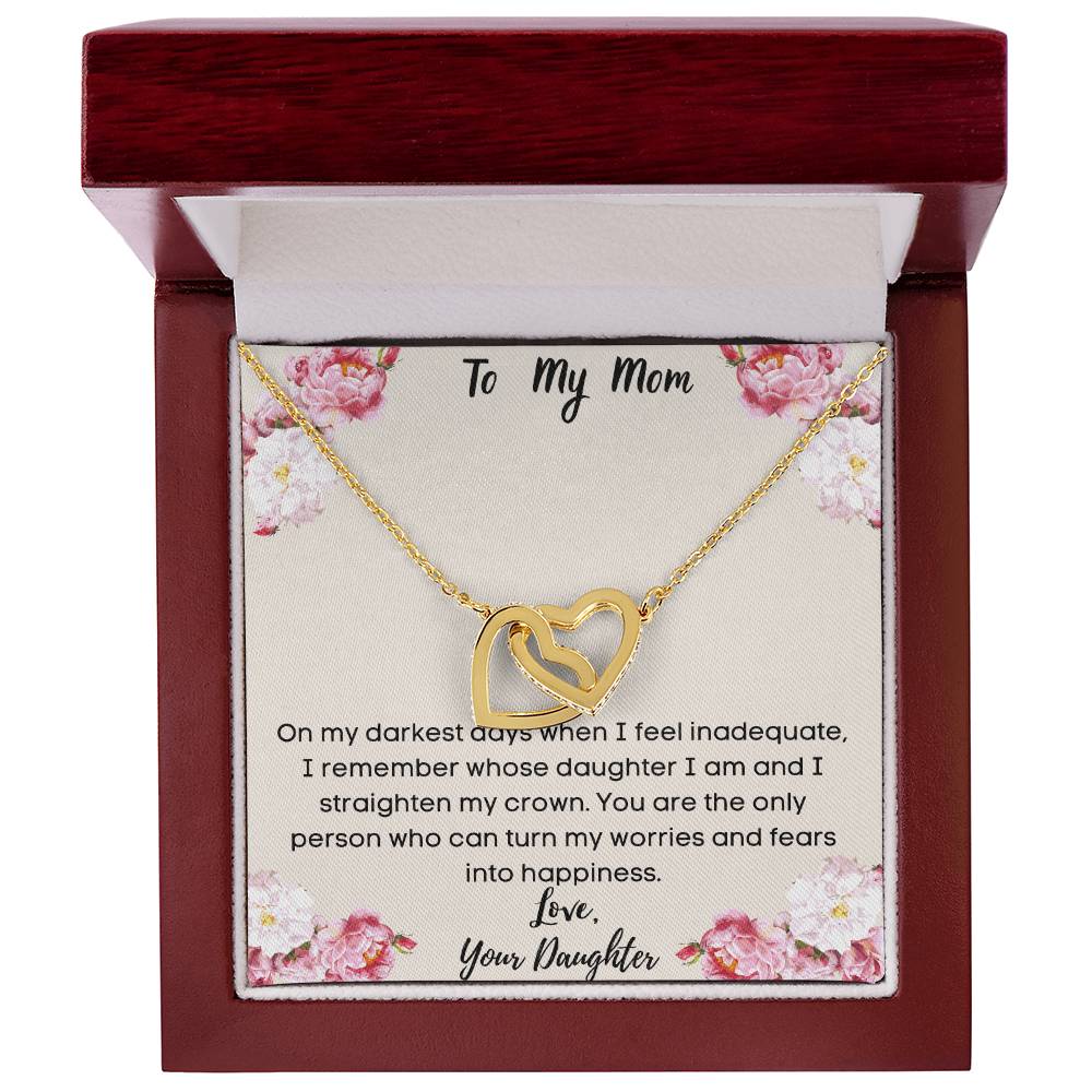 To My Mom From Your Daughter Interlocking Necklace Interlocking Hearts Necklace