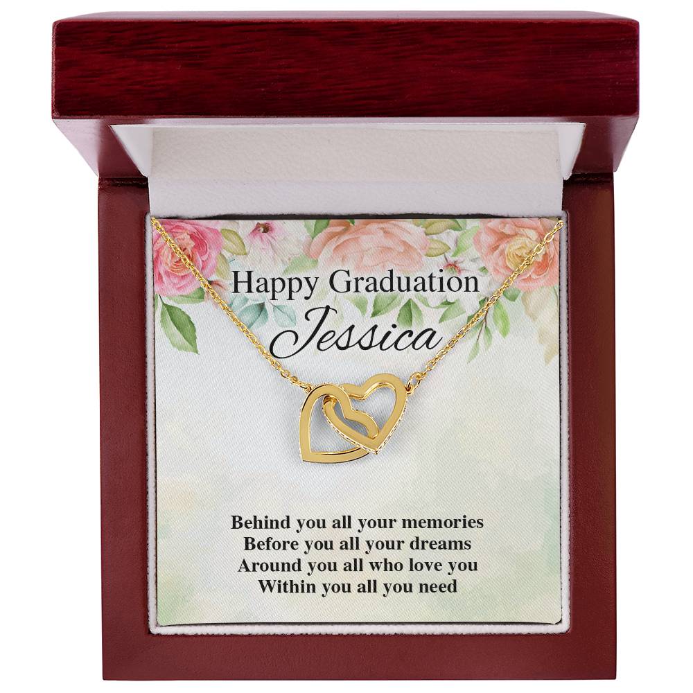Happy Graduation Personalized Interlocking Hearts Interlocking Hearts Necklace