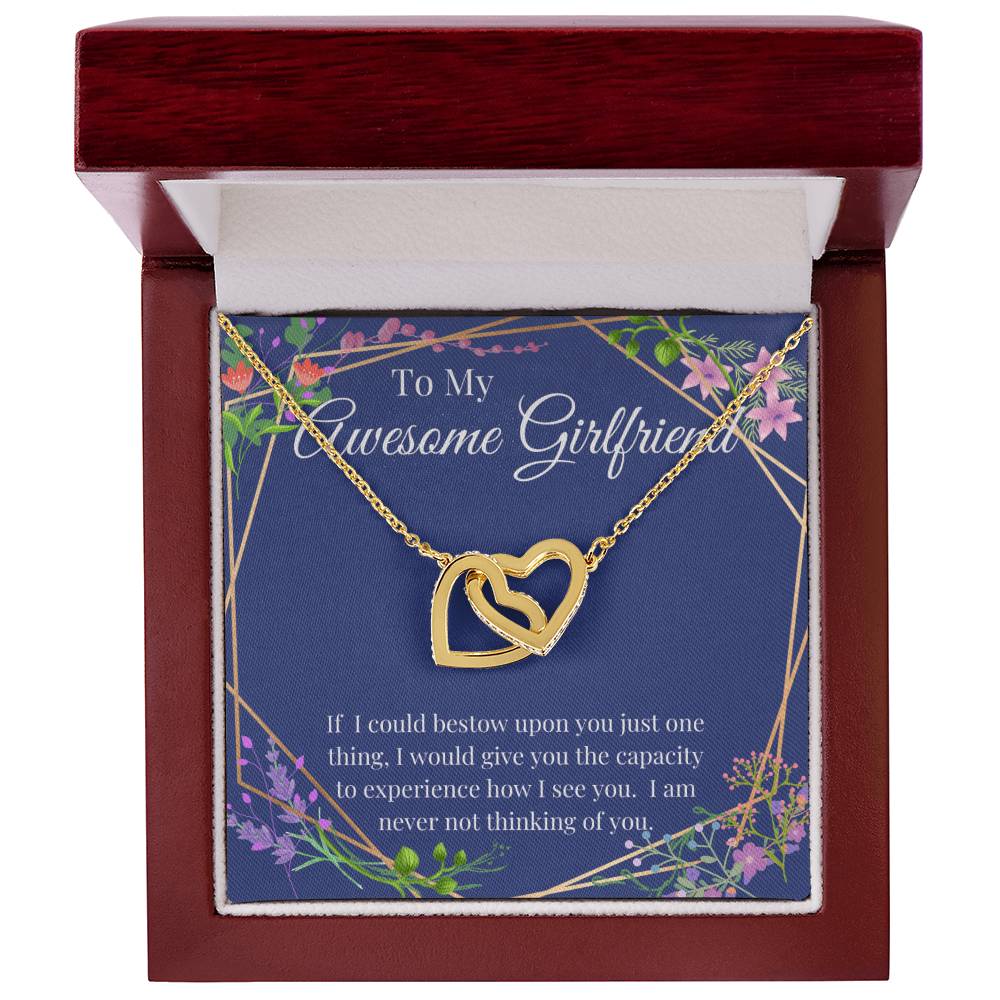 Awesome Girlfriend Interlocking Hearts Necklace Gift