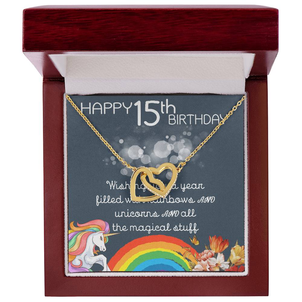 15Th Birthday Necklace Gifts For Girls Cute Unicorn 15 Years Old Girl Jewelry Gift For Daughter Niece Interlocking Necklace Xu246Il08 Interlocking Hearts Necklace