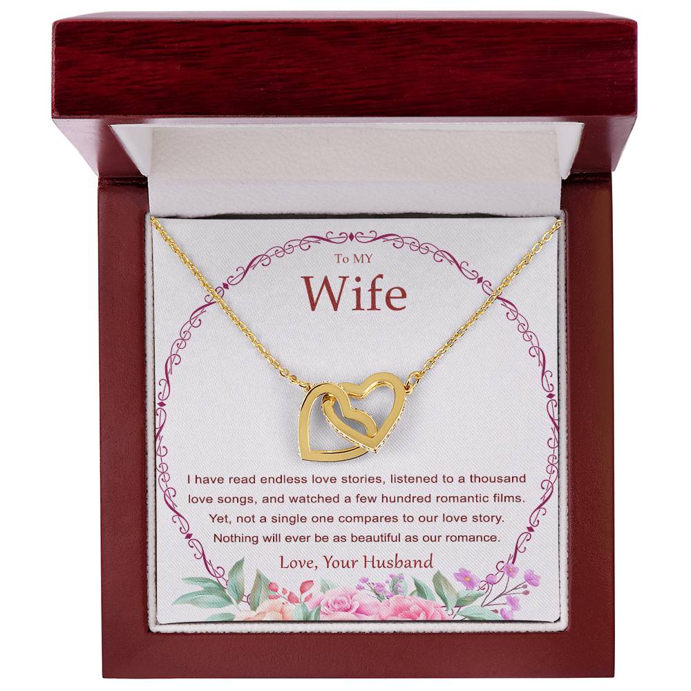 Interlocking Heart Necklace For Wife. Heart Touching Message Card Included. Interlocking Hearts Necklace