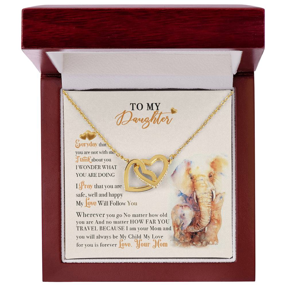 To My Daughter Necklace From Elephant Mom Interlocking Hearts Necklace